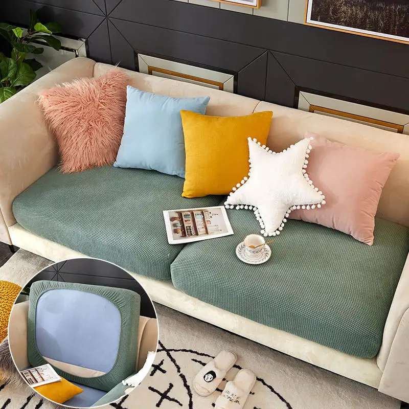 

Solid Color Four Seasons Universal Cushion Cover Suitable for Sofa Living Room Furniture Elastic Protection Bench Sheath