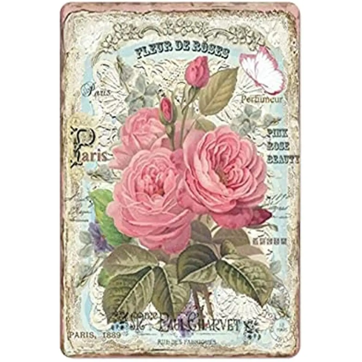 

New Metal Tin Sign Vintage French Floral Street Garage Family Cafe Farm Country Bathroom Cute Great for Home, Living Room