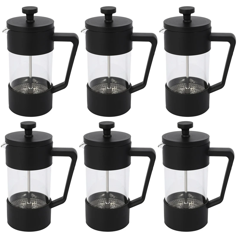 

AFBC 6X French Press Coffee & Tea Maker 12Oz, Thickened Borosilicate Glass Coffee Press Rust-Free And Dishwasher Safe,Black