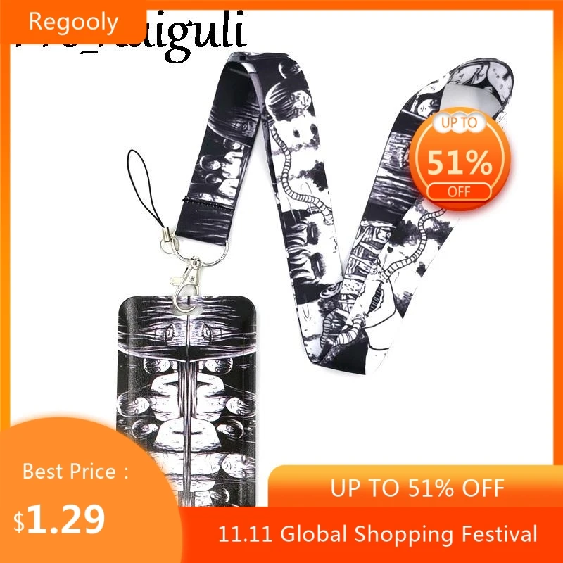 

Horror Anime Tomie Lanyard Credit Card ID Holder Bag Student Women Travel Card Cover Badge Car Keychain Decorations
