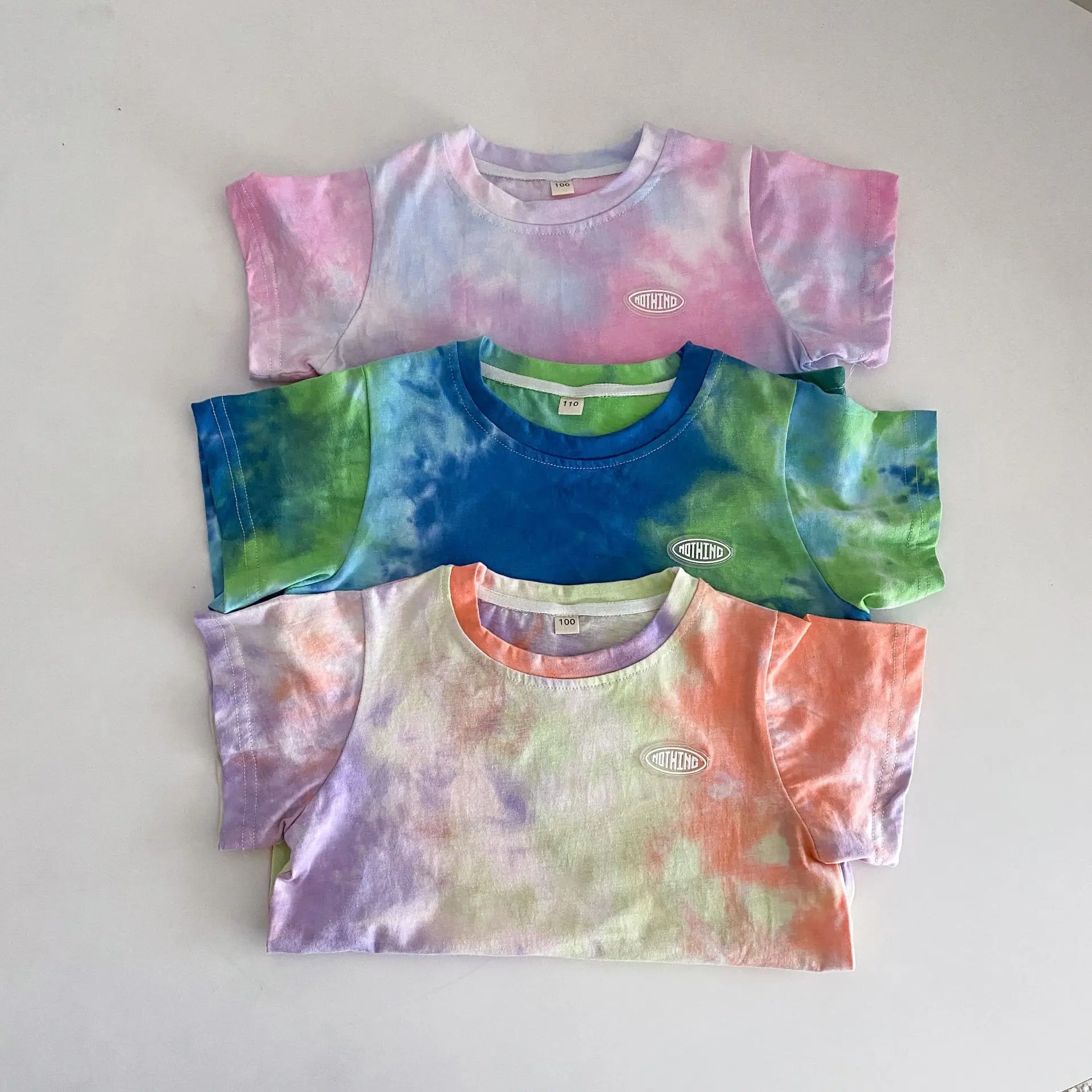 2022 New Fashion Casual Cotton Tie Dye Printing Children's T-Shirt Bottoming Shirt Boys Clothes Girls Clothes Baby Girls T-Shirt