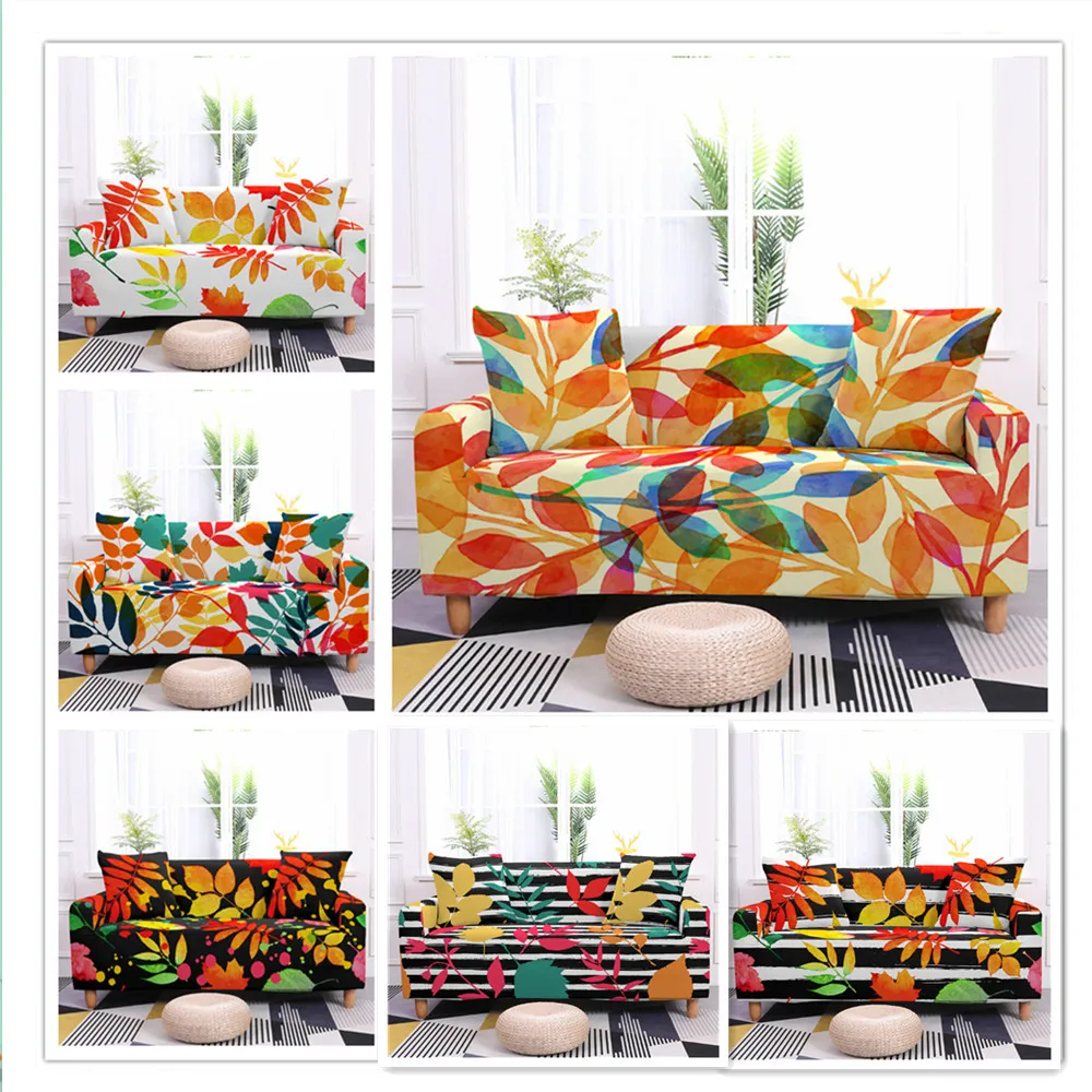 

Maple Leaves Pattern Sofa Cover Home Decor Elastic Sofa Covers for Living Room Sectional Sofa Spandex Cushion Cover Slipcover
