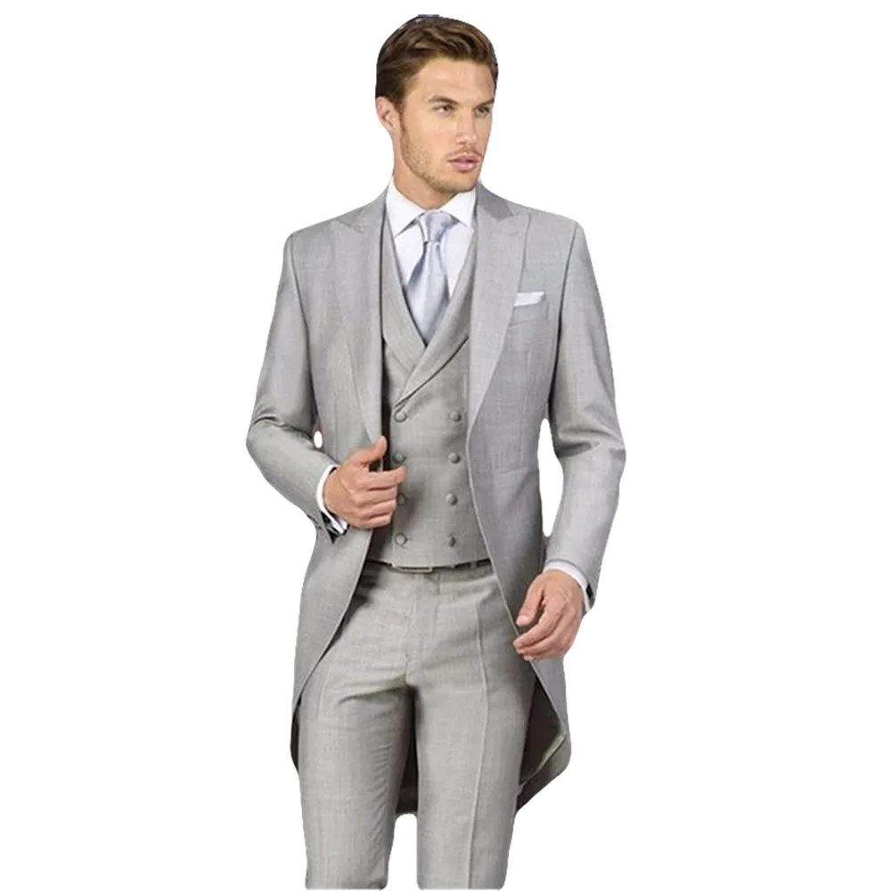 

Double-breasted Vest Men's 3 Pieces Navy Suits Groom Wedding Formal Party Tuxedo Costume Homme Coat Blazer (Jacket+Pants+Vest)