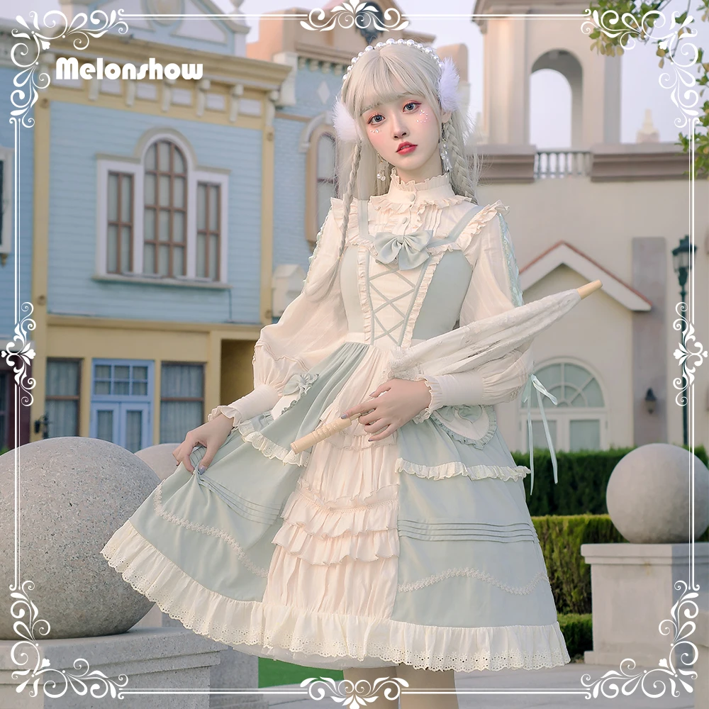 

Платье Melonshow Sweet Lolita однотонное зеленое классическое платье в викторианском стиле Женская милая одежда Lolita JSK милое платье