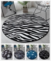 black white print zebra rug round chair mats anti slip kids play floormat living room area rug kitchen bedroom carpet doormat