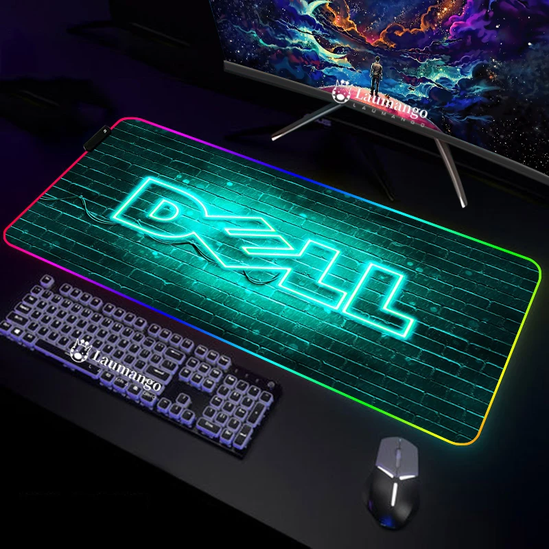 

Большой игровой коврик для мыши Dell RGB с подсветкой и проводом, коврик для мыши Xxl, подсветка ПК, Светодиодный настольный коврик, раскладная кл...