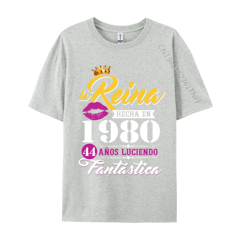 Normal T-Shir 44th Birthday Spanish Awesome Queen Made In 1980 T-shirts Comfortable Pure Cotton Man T-Shirt Casual Tops Shirts