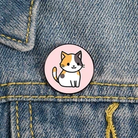 calico cat printed pin custom funny vintage brooches shirt lapel teacher bag cute badge cartoon pins for lover girl friends