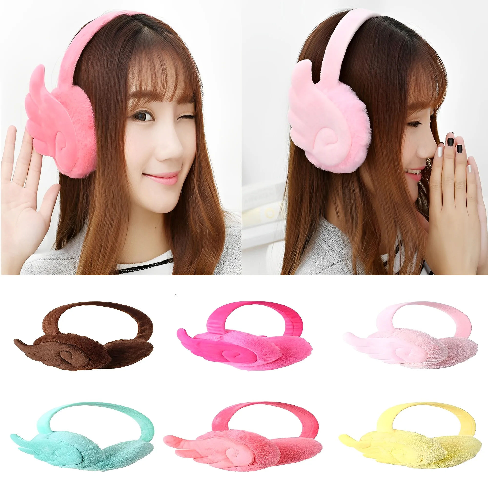 

Fashion Wing Plush Female Winter Earmuff Warm Ear Muffs Headphones Girls Earmuffs Earphone Ear Warmers Protector Fur Headphones