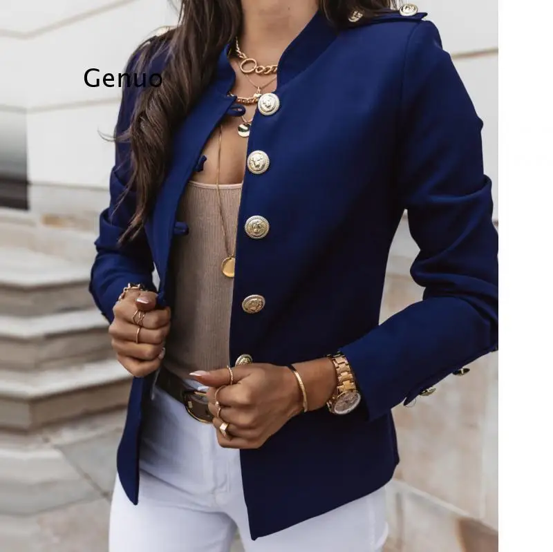 

Single Breasted Jacket Fashion Winter Solid Slim Female Red Black Bottons Sleeve Outerwear Office Court Style Women Long Coat