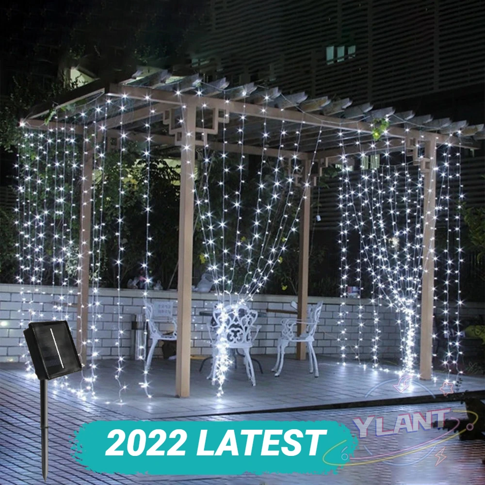 

3M LED Outdoor Solar Lamp String Lights Curtain Garland for New Year Christmas Decorations Solar Garden Fairy Light Waterproof