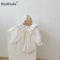 2022 autumn baby rompers solid ruffles peter pan collar infantil jumpsuit boygirls clothes newborn clothing costume