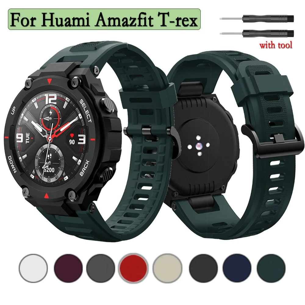 

Sport Band For Huami Amazfit T-rex Durable Silicone Rubber Watchband Strap With Tool Wristband Bracelet Accessories Correa