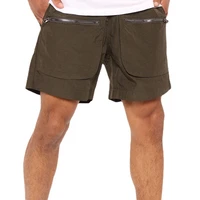summer overalls pants shorts men casual solid color pocket zipper stitching shorts mens fashion mid waist loose straight shorts