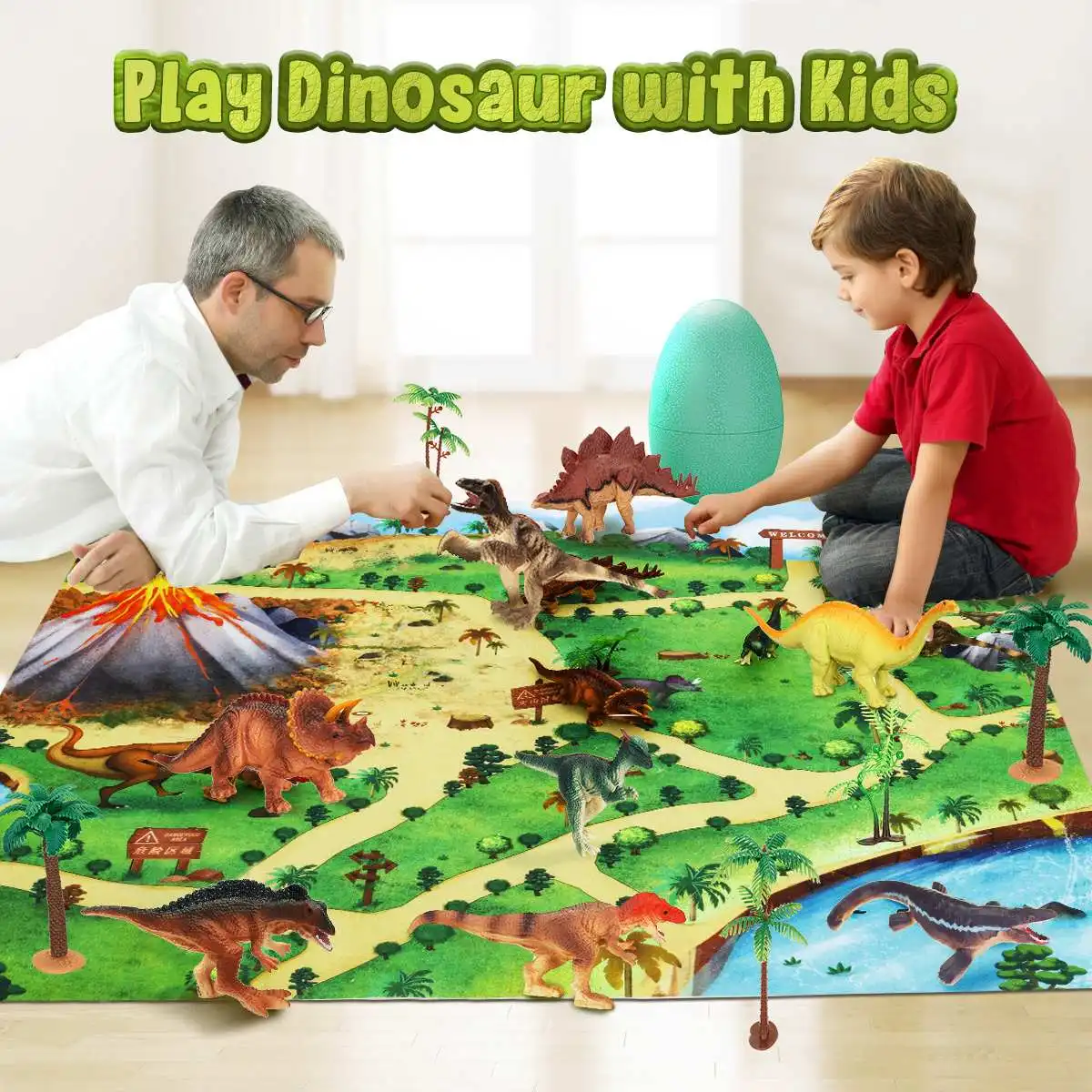 

Pickwoo D12 Dinosaur Egg Carpet Set Hatching Animal Ball Cracks Grow Cut Vent Kids Educational Toys for Children Gifts