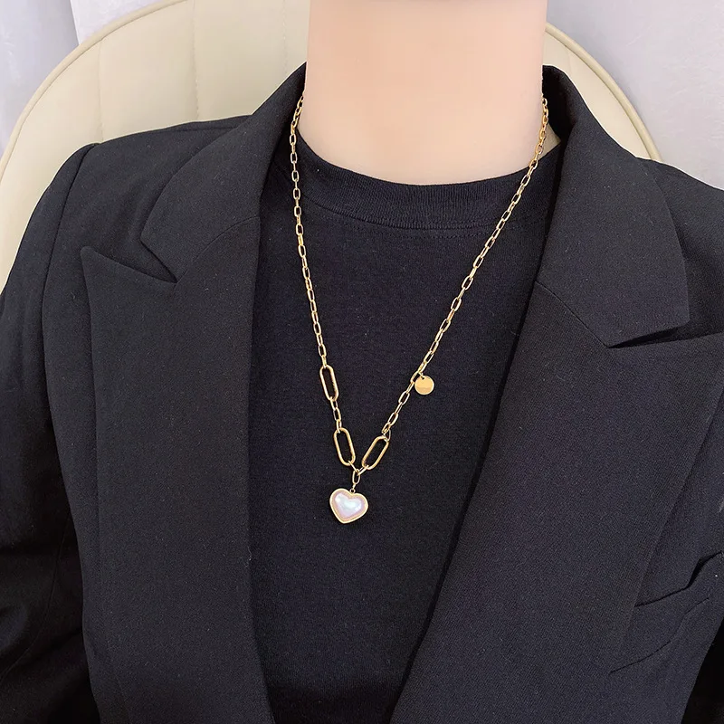 Женское ожерелье с подвеской в виде сердца из титановой стали |
