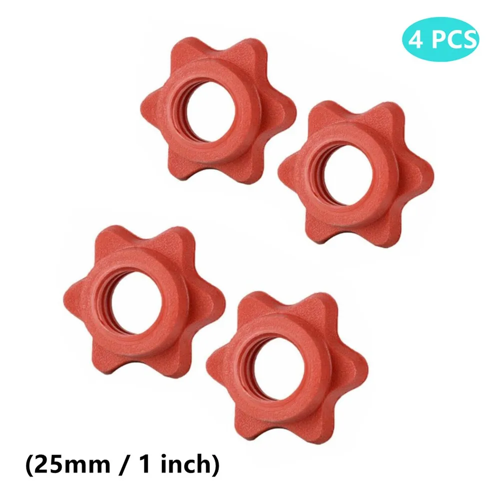 

4PCS 25mm Safety Locks Red Dumbbell Nut Bar Plug Weight Check Hexagonal Plastic Clips Fitness Strength Training Accessories