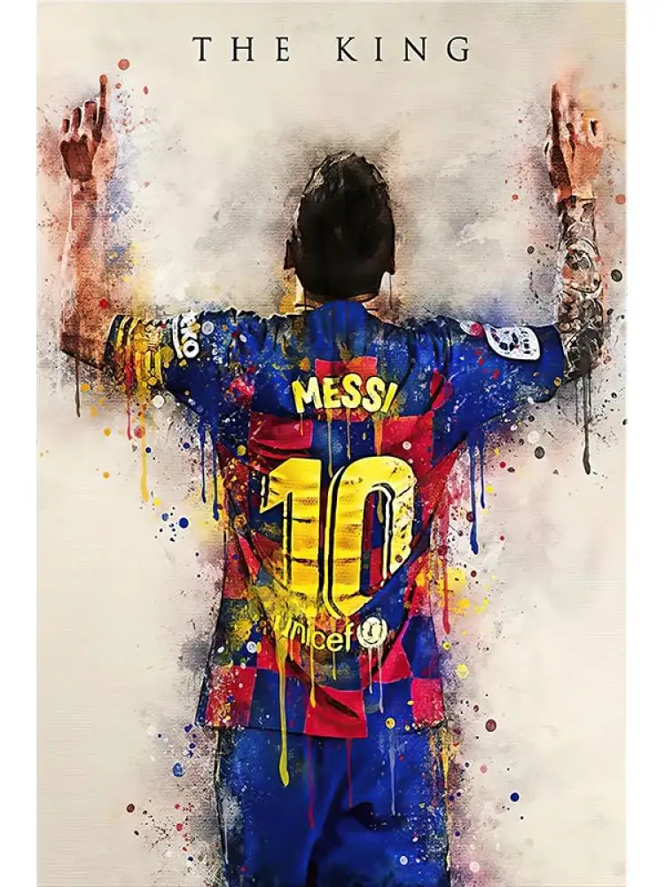 Классический стиль печать плаката с футбольной звездой на холсте без рамы