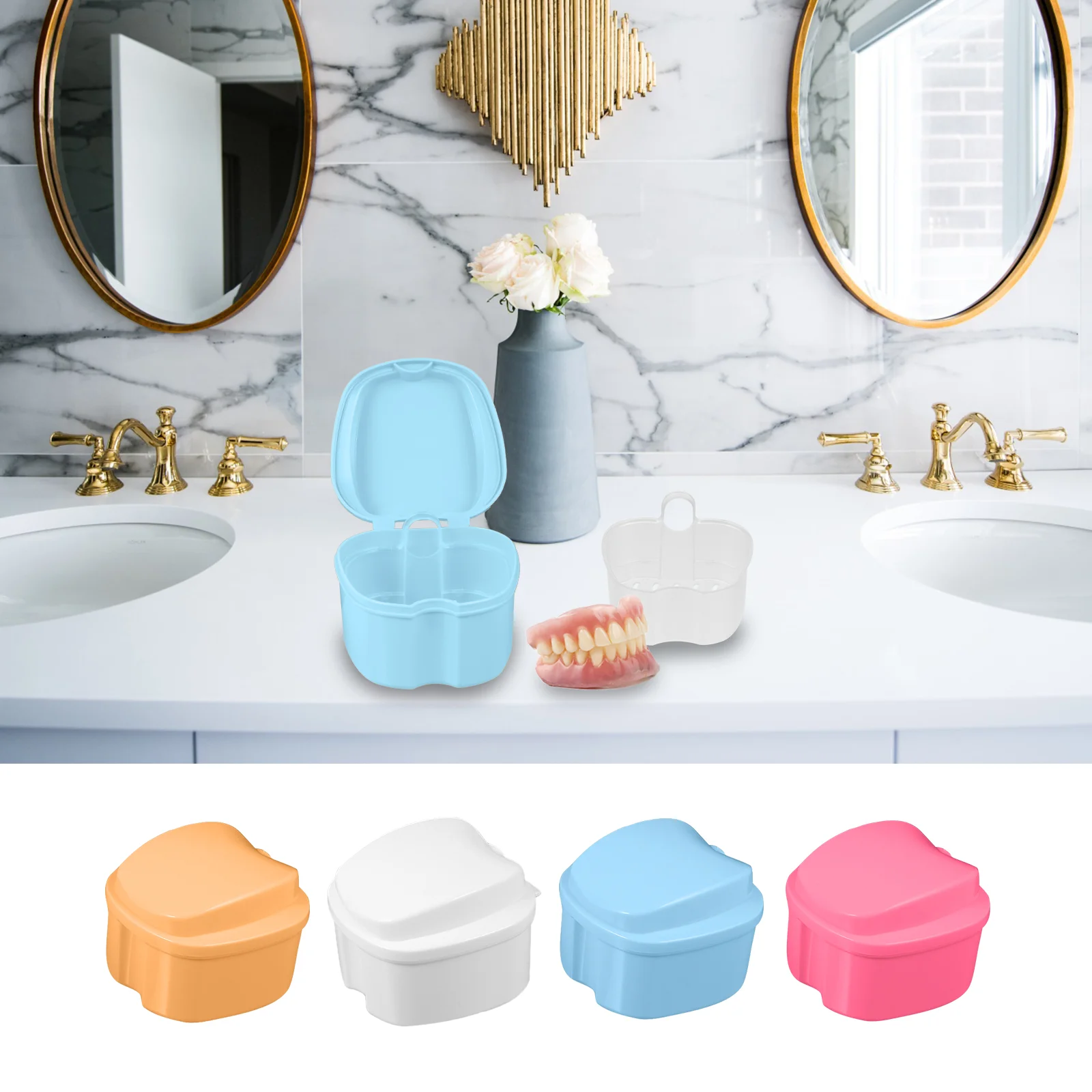 

Denture Teeth Box Case False Bath Container Travel Storage Holder Cup Fakeguard Retainer Mouth Basket Soakingcleaner Cleaning