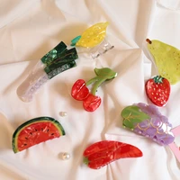 new arrived fresh geometric fruit cherry grape pepper limon hami melon high quality acetate hair claw clip for woman girls