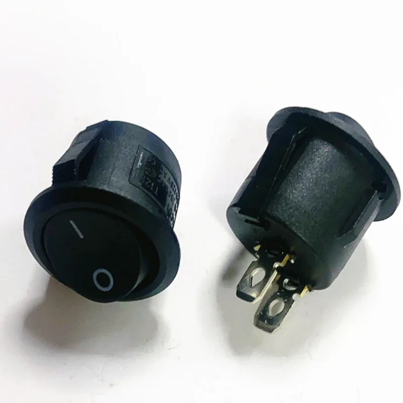 Бесплатная доставка, 5 шт., переменный ток 6A 10A 250 В, ВКЛ./ВЫКЛ., защелкивающийся круговой ПЕРЕКЛЮЧАТЕЛЬ SPST для лодки, черный