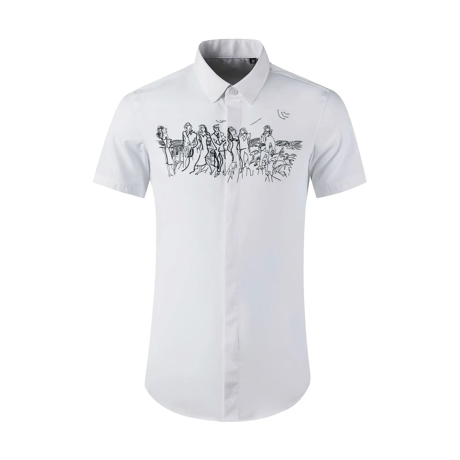 

Высококачественное роскошное ювелирное изделие, новая мужская модель, роскошная простая Модная рубашка с вышивкой, не требующая глажки, приталенная рубашка с защитой от морщин