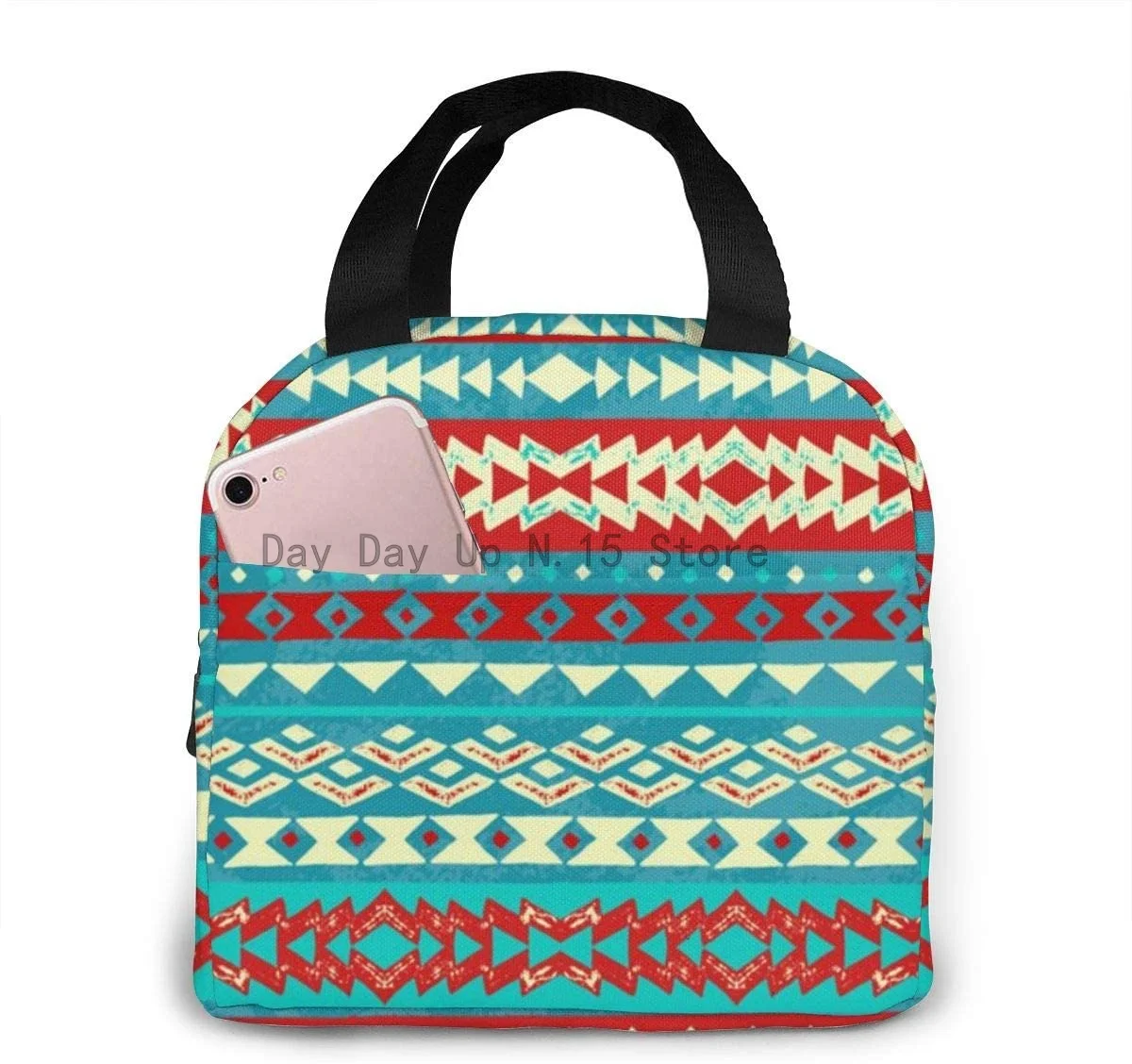 

Striped Fabric Color Reusable Insulated Thermal Lunch Bag Case Handbags Tote with Zipper for Work Outdoor Travel Picnic
