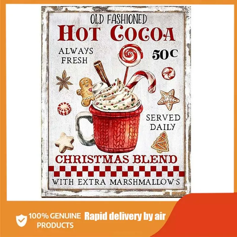 

Metal Tin Signs OldFashioned Christmas Bathroom Decor Wall Decora Room Decora Restaurant Club Christmas Hot Cocoa and Dessert