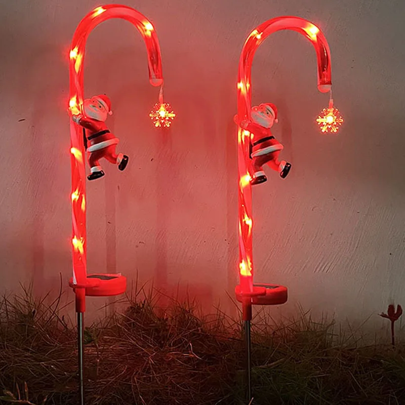 

Solar Christmas Candy Cane Lights Pathway Lights Stakes Outdoor Markers Lights for Xmas Holiday Party Walkway Patio Garden Decor