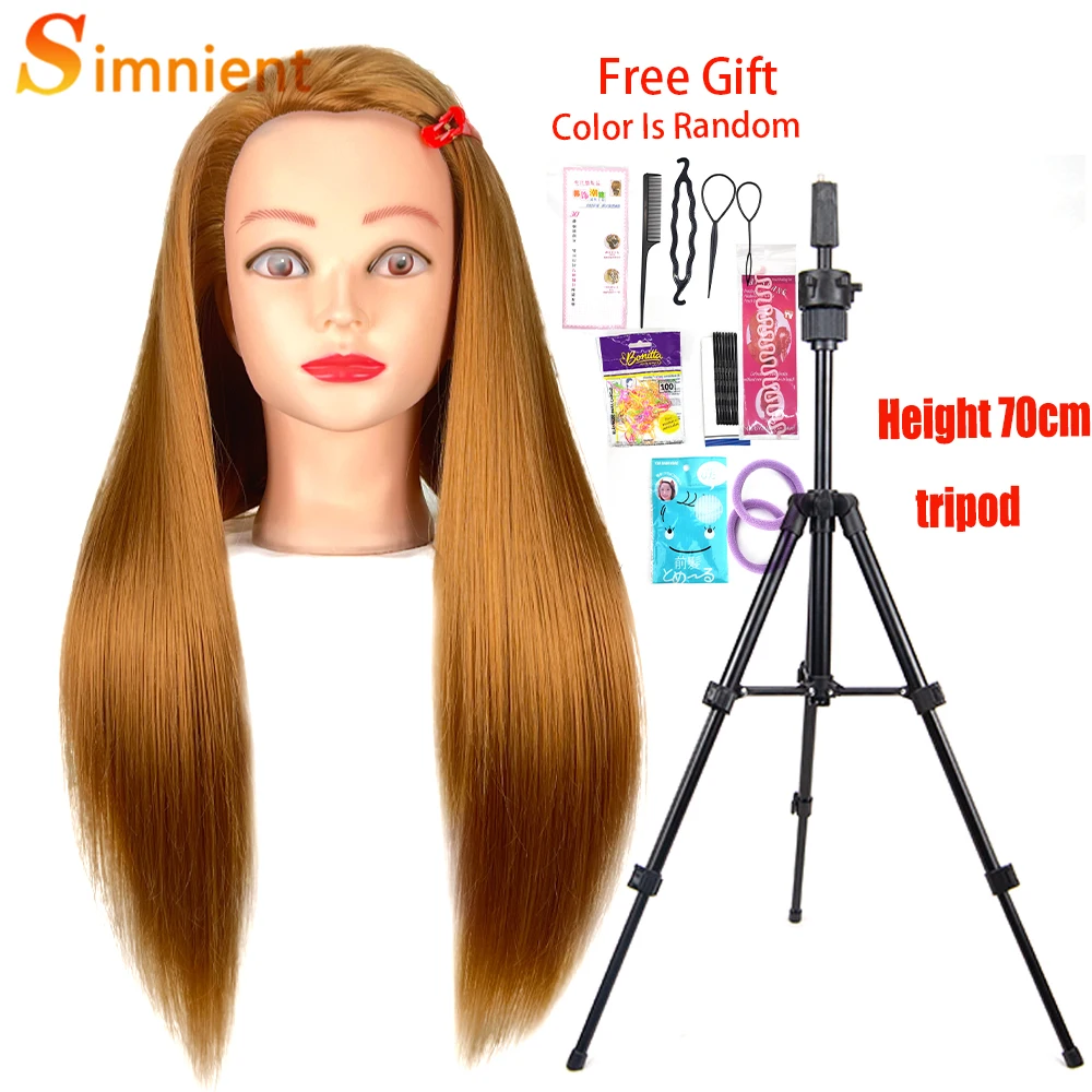 Female Mannequin Head With 100%Synthetic Hair For Hair Training Styling Solon Hairdresser Dummy Doll Head For Practice Hairstyle
