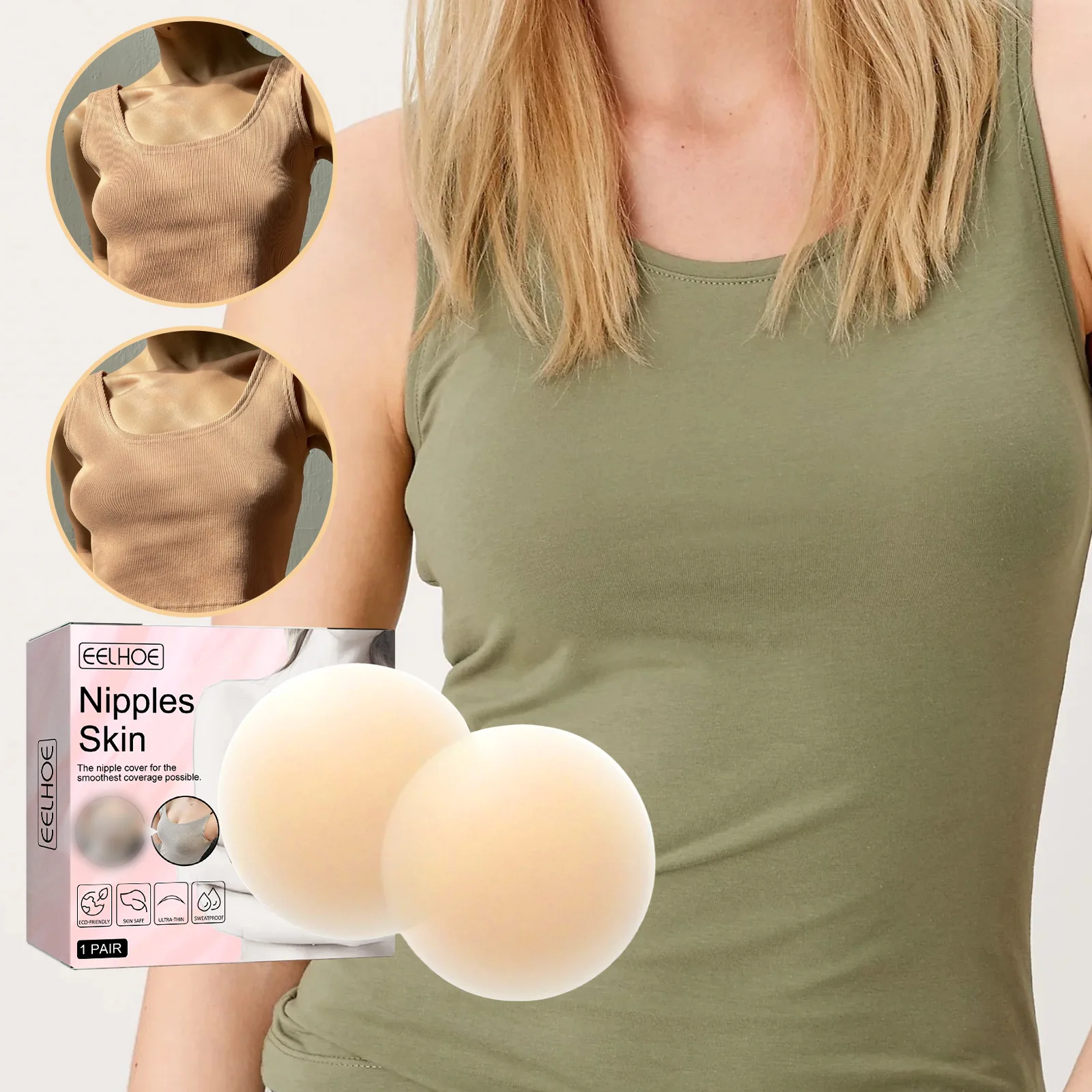

Silicone Anti Bump Chest Patch Anti Lifting Chest Patch Anti Glare Safety Daily Practical Non Marking Breathable Chest Closure