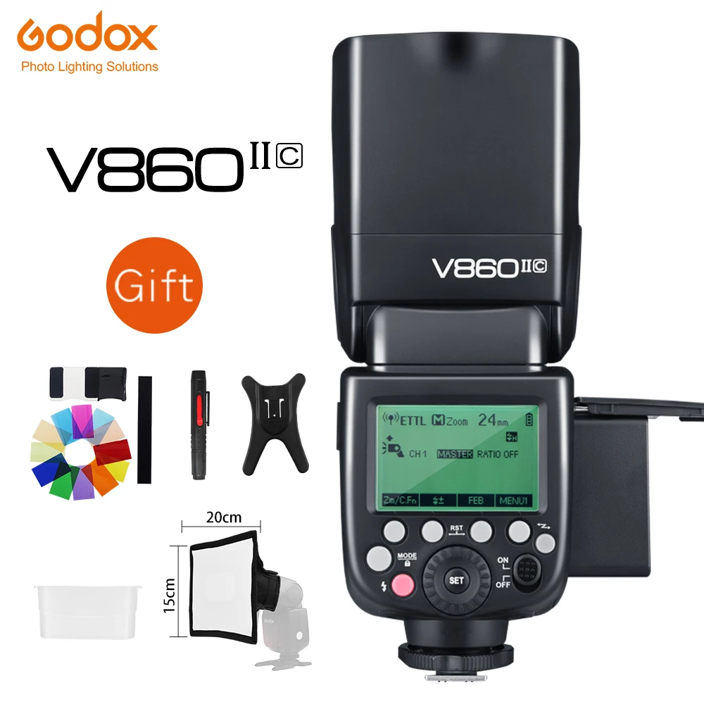 

Внешняя вспышка Godox V860II-S, вспышка V860II-C, 860II-N, V860II-F, V860II-O, GN60, TTL, HSS для Sony, Nikon, Canon, Olympus, Fuji, литий-ионная батаеря