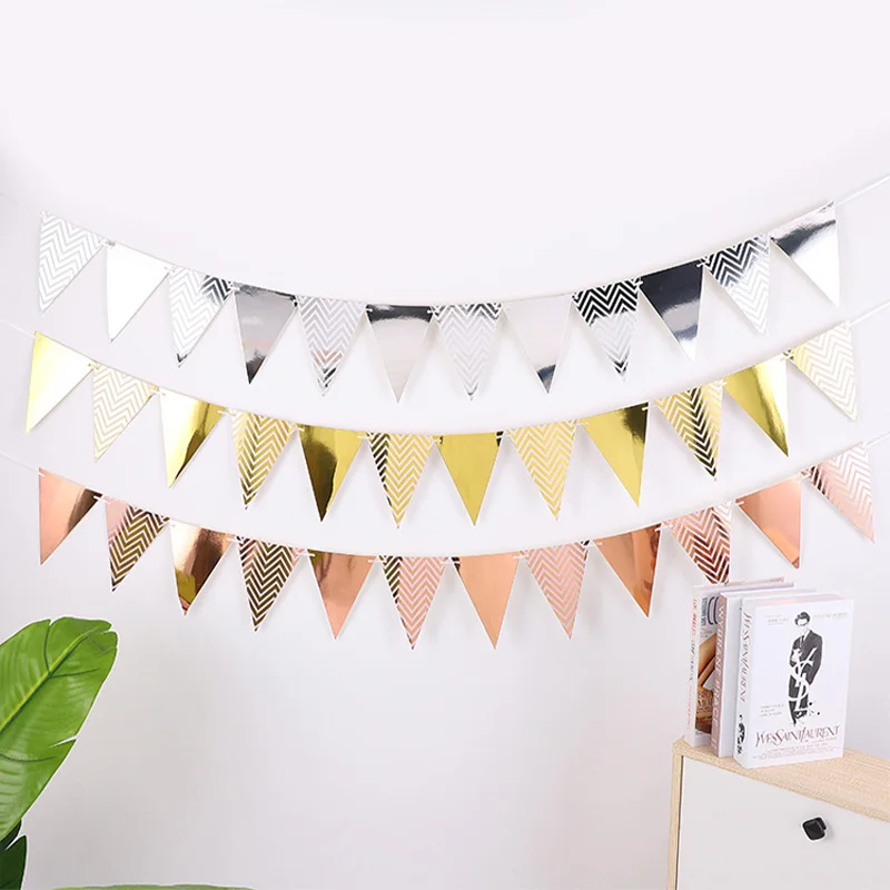 

Волнистый узор Золотой Бронзовый перьец в скандинавском стиле, товары для вечеринки на день рождения, бумажное украшение, флаг, тянущий бан...