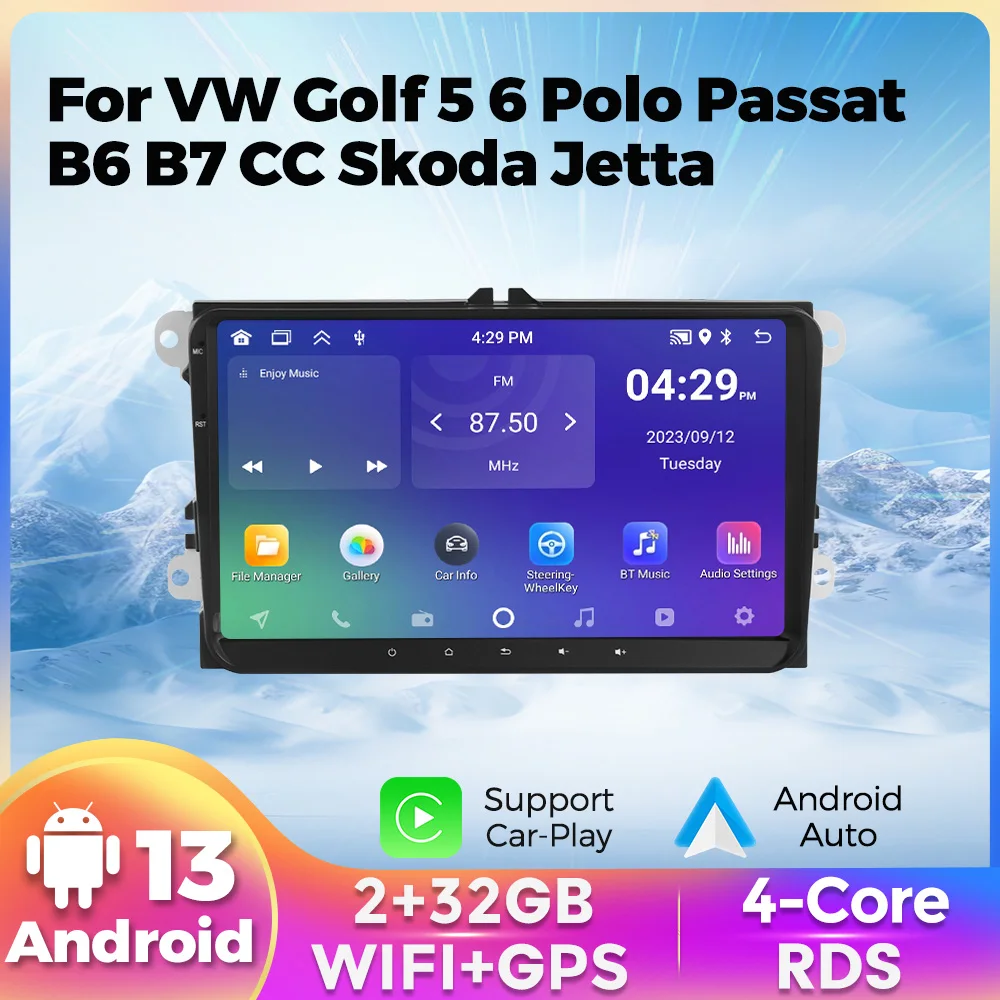Автомобильный Мультимедийный Плеер Android 13 Volkswagen Passat B6 B7 Golf 5 6 Polo Jetta Skoda GPS RDS