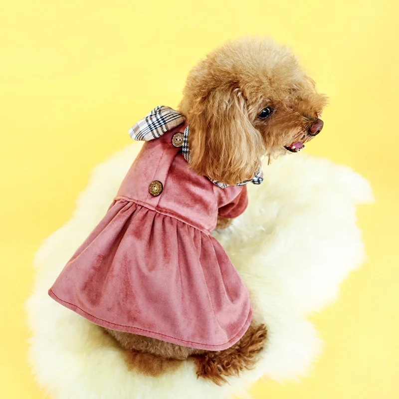 

Dog Clothes Winter Clothes Pet Supplies Clothing New Polo Collar Skirt Cat Spring and Fall Section Dog Clothes for Small Dogs