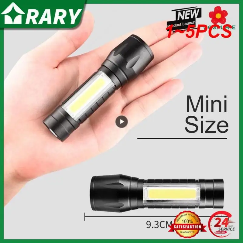 

1~5PCS Zoom Mini Led Flashlight XP-G Q5 Flash Light Lantern Portable rechargeable Glare COB Flashlight Outdoor Camping