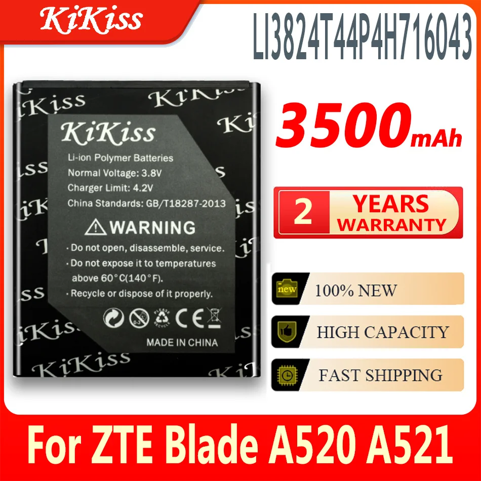 

Новый аккумулятор 3500 мАч для ZTE Blade A520 A521 BA520 A603 BA603 Li3824T44P4h716043 мобильный телефон, аккумуляторная батарея