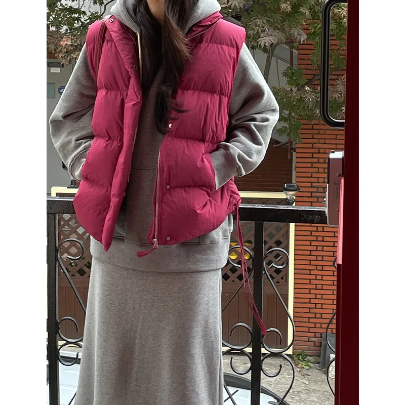 

FOR [No refund] White Duck vest vest female Korean version of warm stand-in-loose long section sleeveless jacket 3058-1