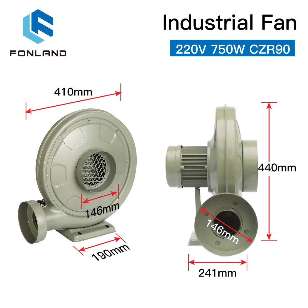 FONLAND  220V 750W Exhaust Fan Air Blower Centrifugal for CO2 Laser Engraving Cutting Machine Medium Pressure Lower Noise enlarge