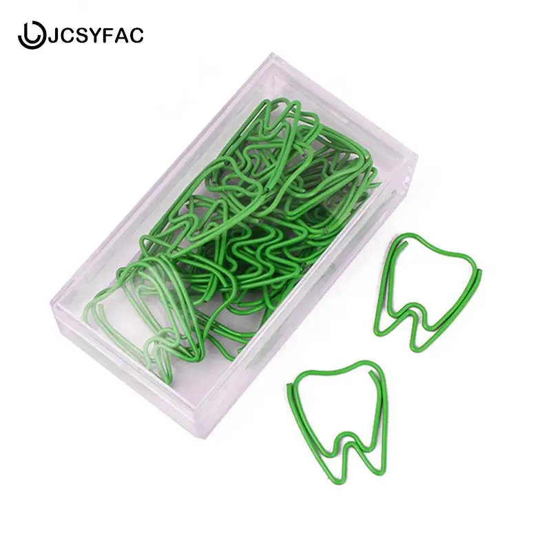 

20pcs/lot Dental Stationery Creative Tooth Shape Paper Clips Note Metal Paperclip Binder Clips Office Gift Supplies