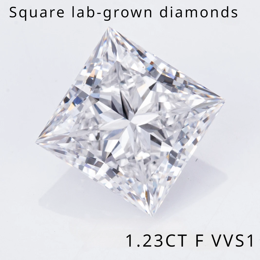 YanYao ювелирные изделия Новые CVD принцесса вырез 1.23CT F VVS1 квадратные лабораторные