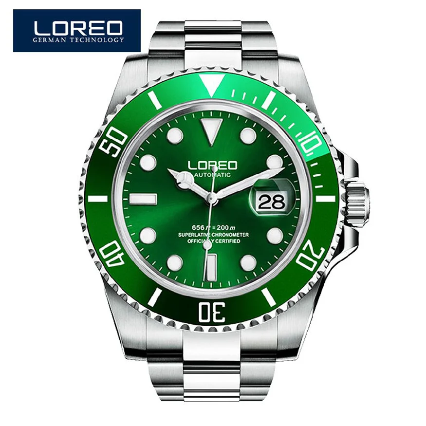 

Relojes Hombre LOREO Watch Men Sport Automatic Mechanical Clock Mens Watches Top Brand Luxury Waterproof 200m Watch Dropshipping