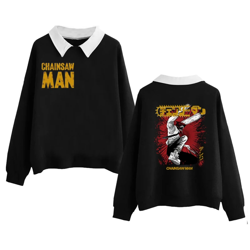 

Крутая модная Толстовка с принтом Denji с имитацией двух капюшонов, женская рубашка с воротником, Осенний свободный рукав, Подарочный пуловер,...