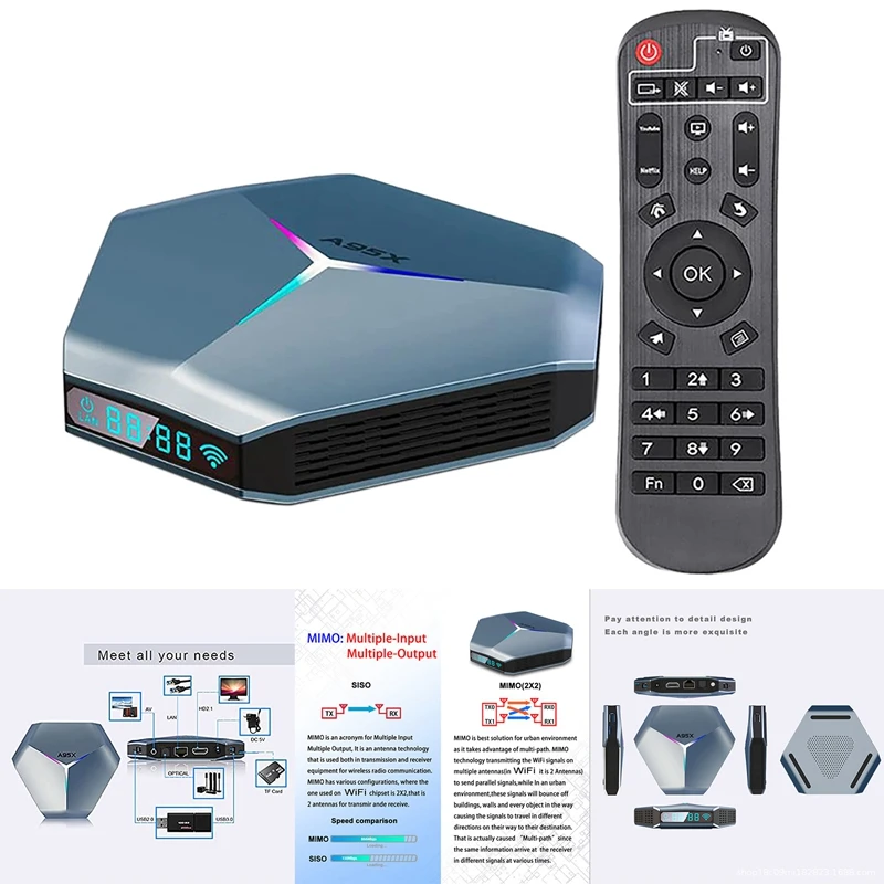 

Android 10.0 TV Box 8K Video Output Wifi 5Ghz With RGB Light Display For Streaming Devices