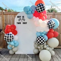 118pcs natural sand matte red blue race car themed diy balloon garland kit baby shower two fast birthday car themed balloon arch