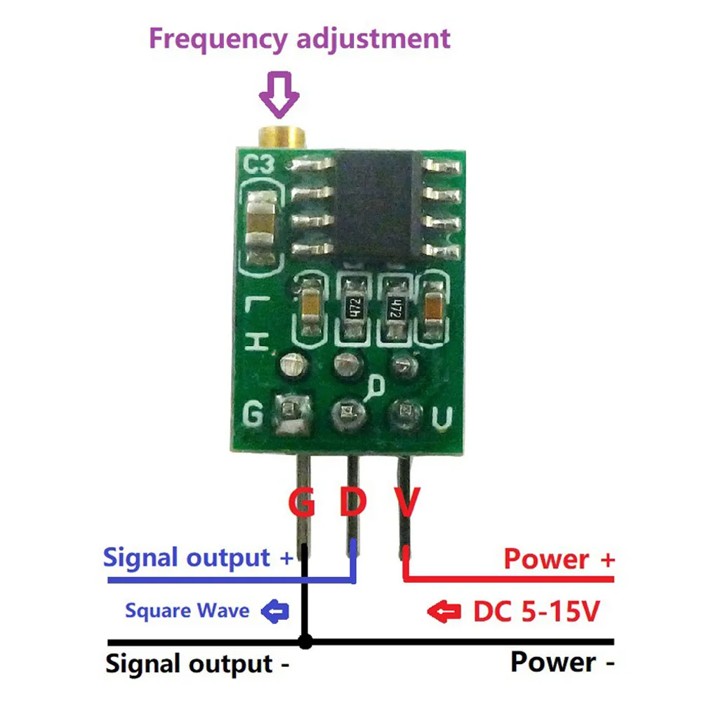 

DC 5V-15V 50Hz-6KHz 0.8Hz-60Hz Frequency Square Wave Pulse Generator Oscillator Output Signal Source Frequency Adjustable Module
