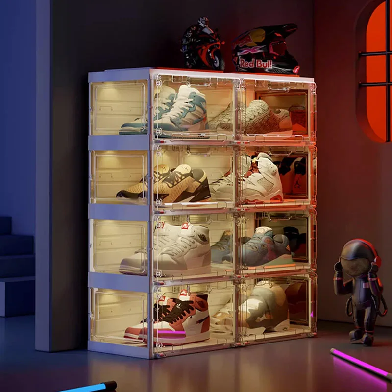 

Умная коробка для обуви, многослойный складной органайзер со стандартным дизайном, полка для хранения кроссовок, вместительная коробка для обуви для коллекционеров