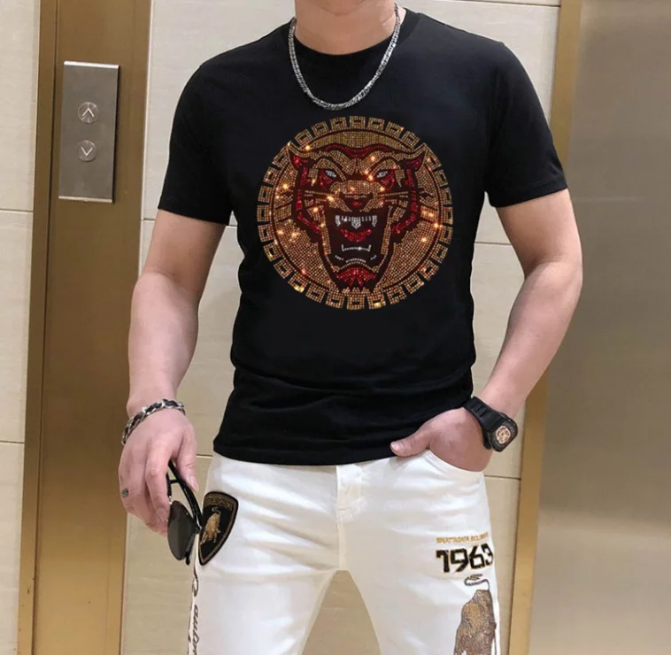 

Cool Diamonds T Shirt Men Unisex Funny Cartoon T-shirt Hot drill Tshirt Hip Hop Top Tees Male