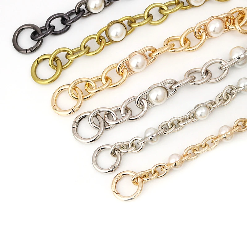 65/63cm Glod Silver Black Aluminum Chain With Pearl  Replacement Shoulder Strap Handbag Female Handle Belt Bag Accessorie