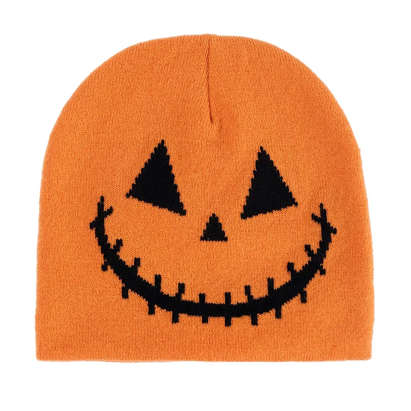 

1pcs Adult Kids Halloween Hats Masquerade Pumpkin Creative Funny Expression Knitted Hat Pirate's skull Halloween Props Hat